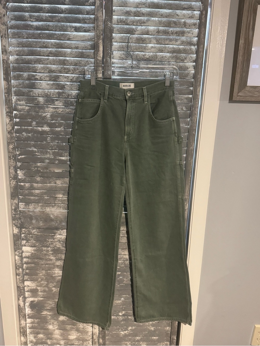 Agolde Olive Green Wide-Leg High-Rise Jeans